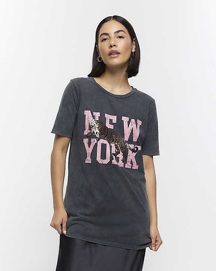 Grey New York graphic t-shirt