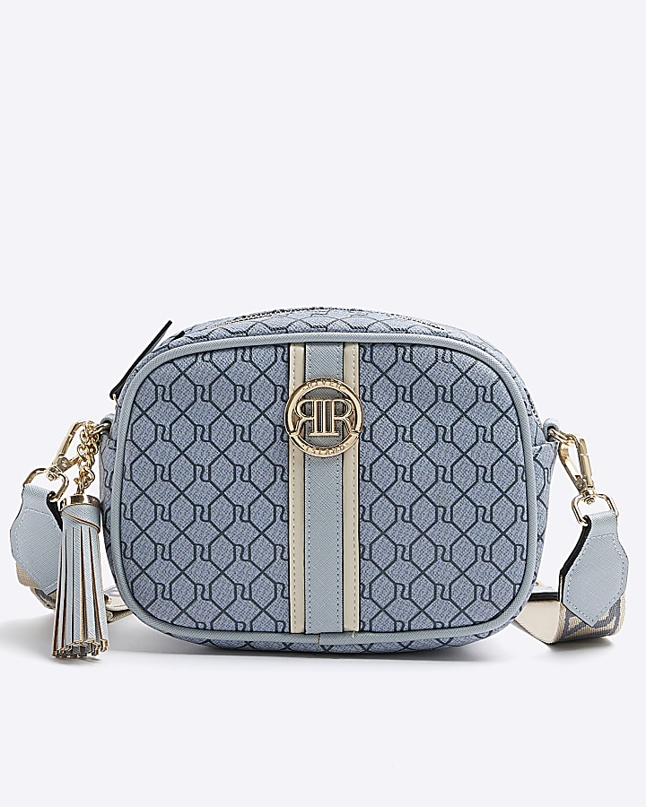 Blue RI monogram cross body bag