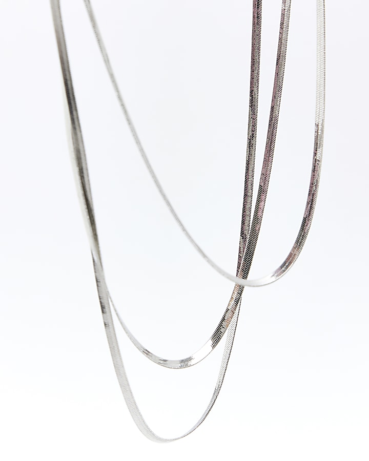 Silver Sleek Multirow Necklace