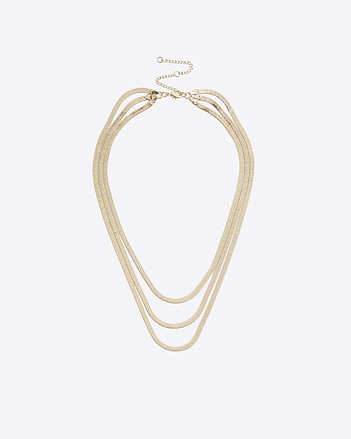 Gold Sleek Multirow Necklace