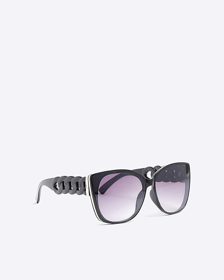 Black chain cat eye sunglasses River Island