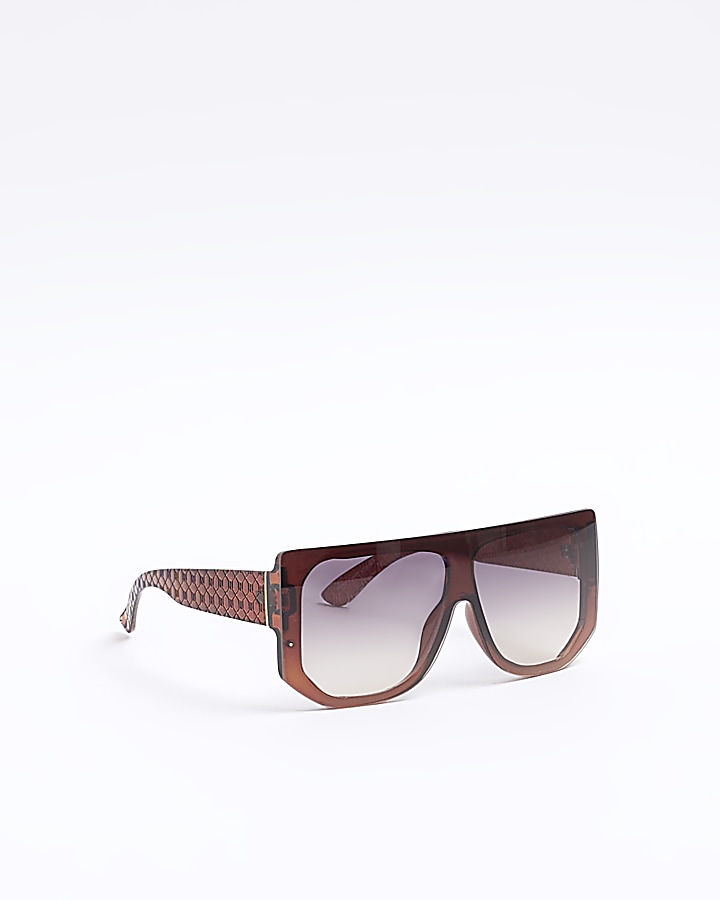 Brown oversized visor sunglasses River Island