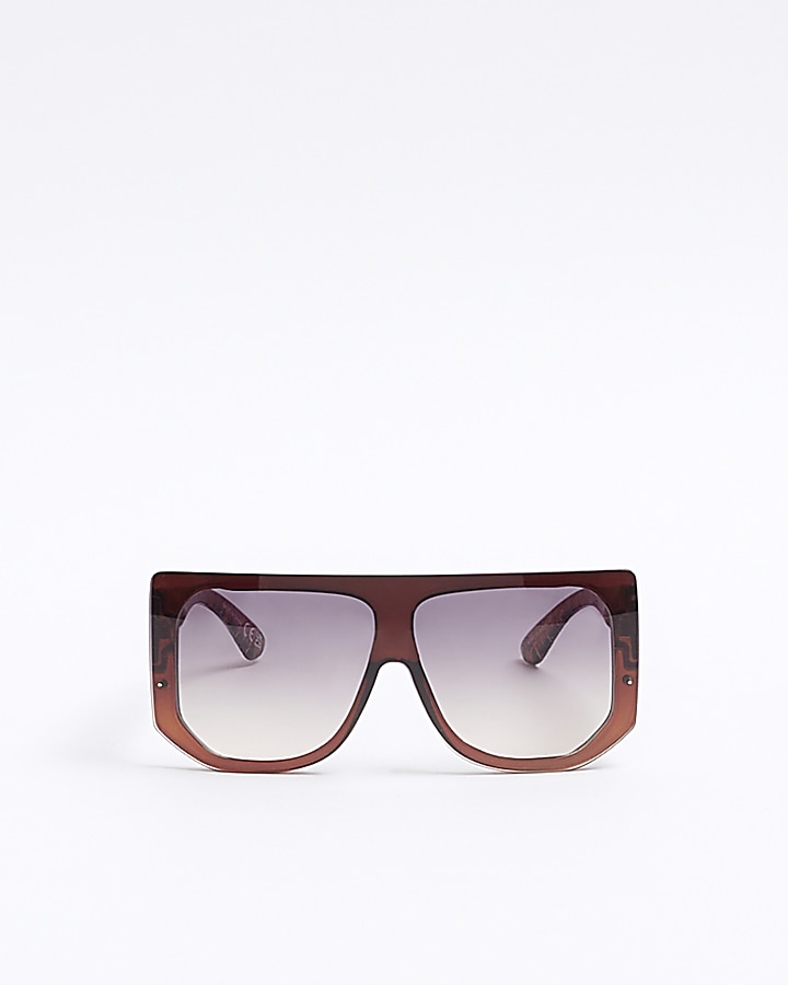 Brown oversized visor sunglasses