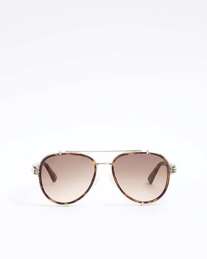 Brown tortoise aviator sunglasses