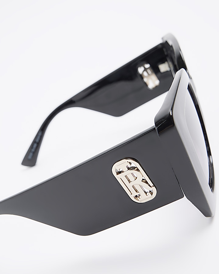 Black RI cat eye oversized sunglasses