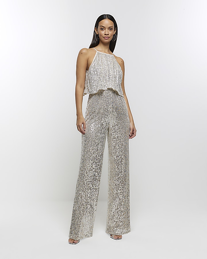 Silver sparkly hot sale jumpsuit