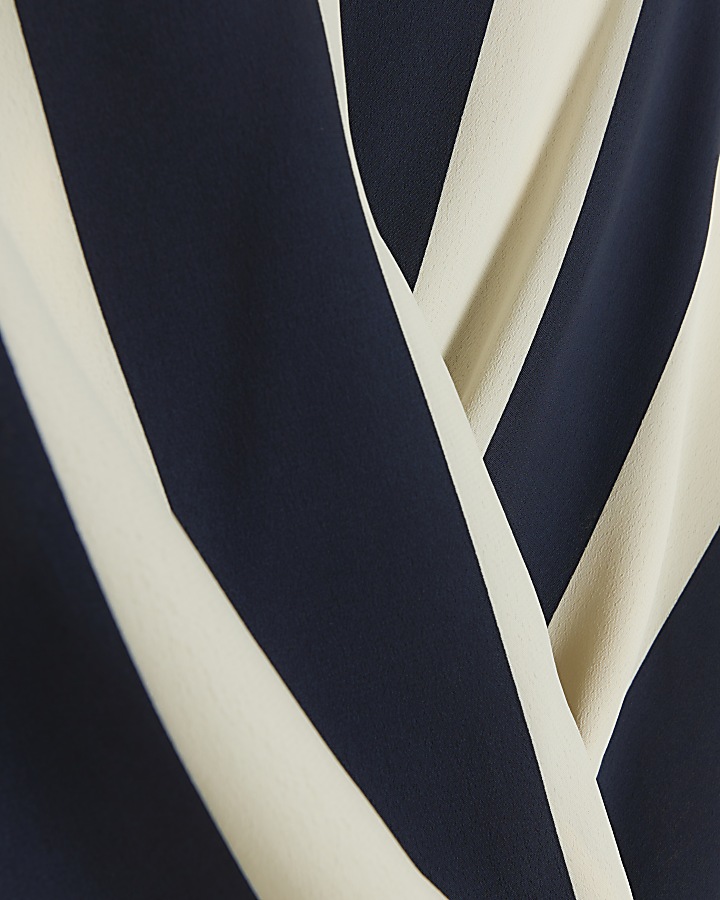 Navy stripe wrap blouse