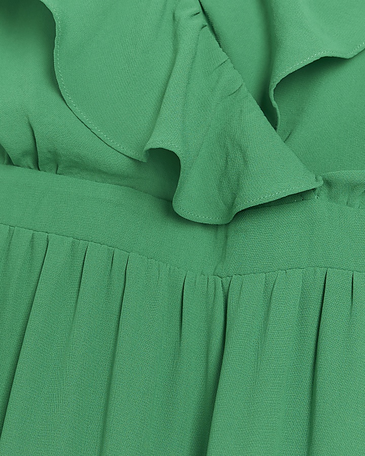 Green frill swing maxi dress River Island