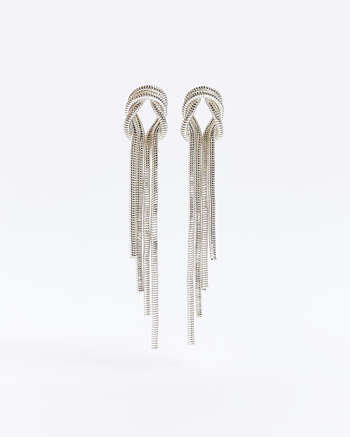 Silver Knot Drop Earrings River Island