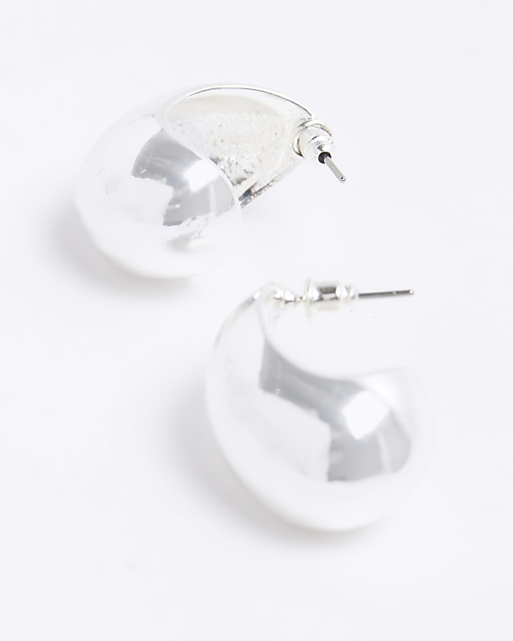 Silver Domed Stud Earrings