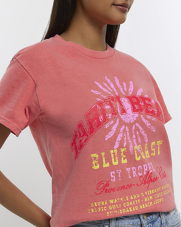 Coral graphic t-shirt