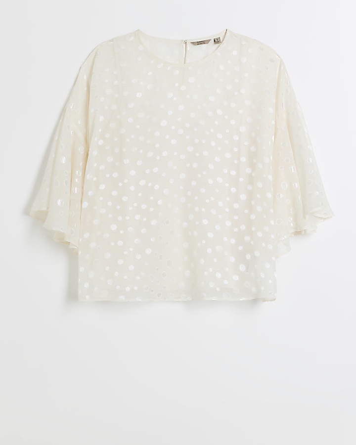 Cream chiffon spot blouse