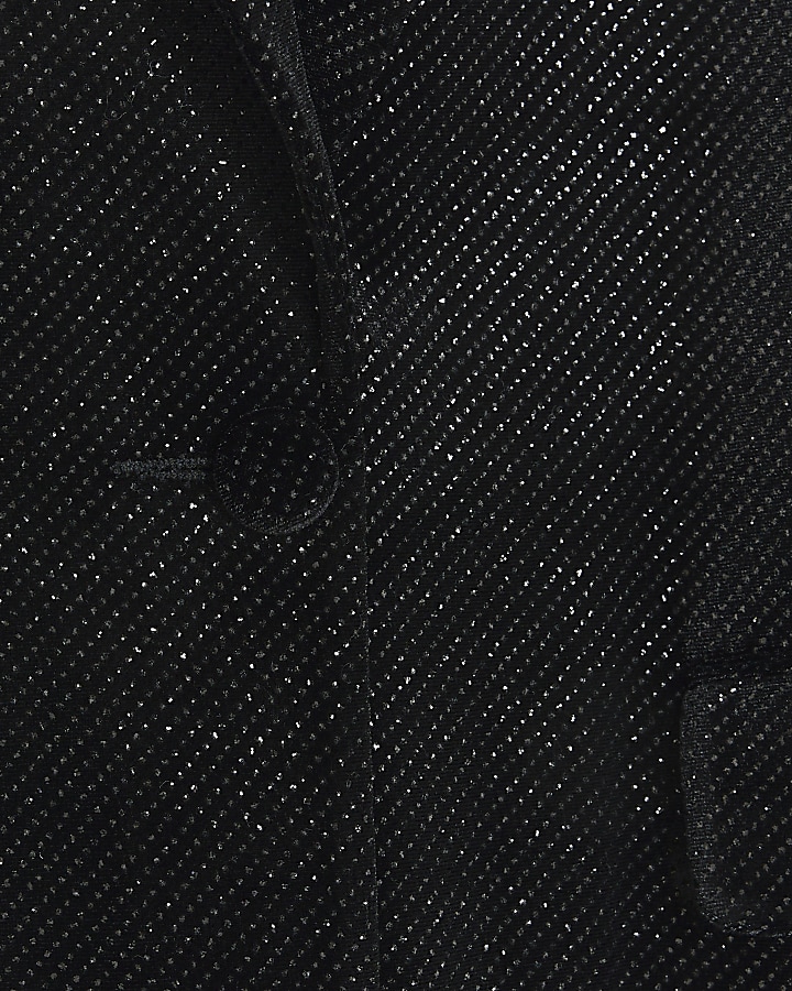 Petite black velvet sparkle tux blazer