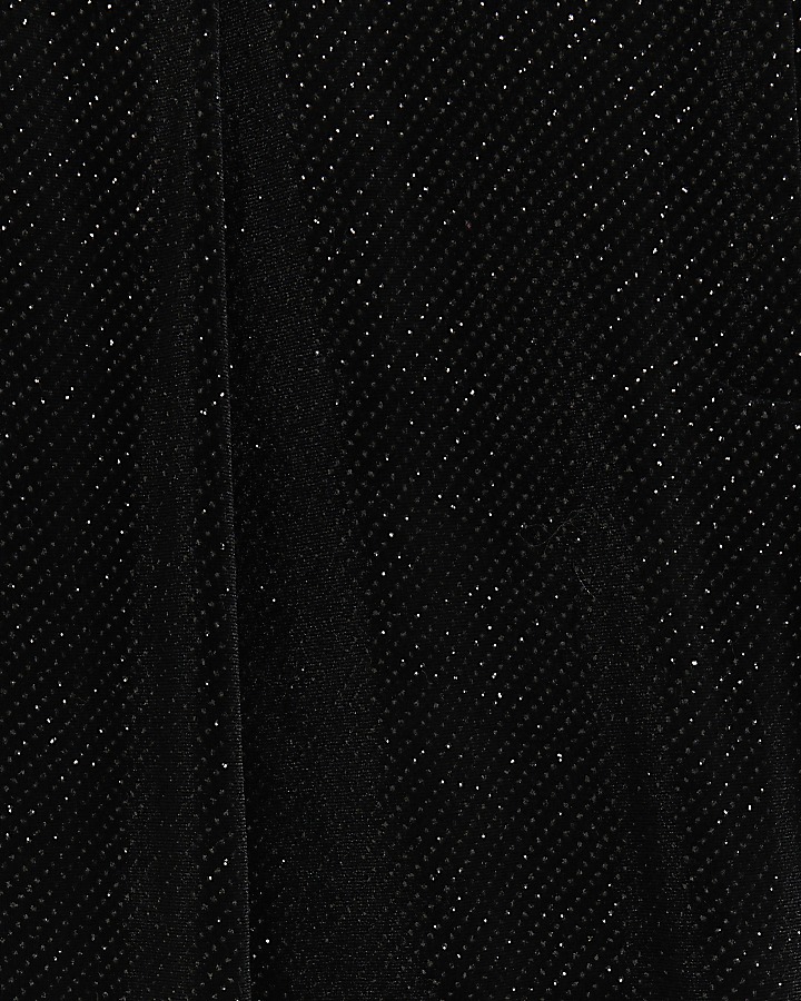Plus black velvet sparkle slim trousers | River Island