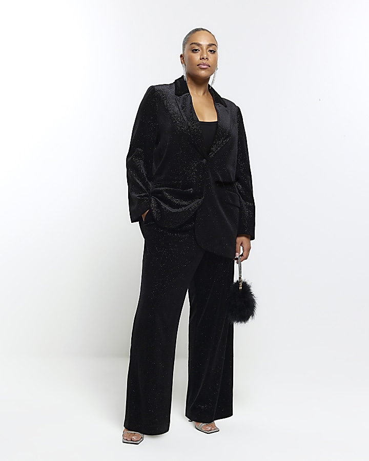 Plus size store velvet pant suits