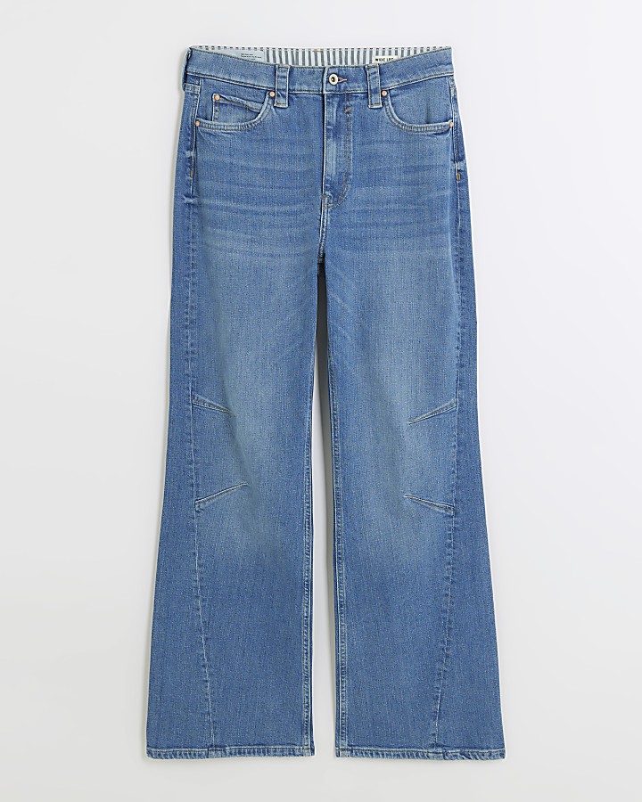 Blue high waisted wide leg jeans