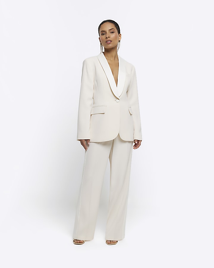 Topshop PETITE Cream Suit Trousers