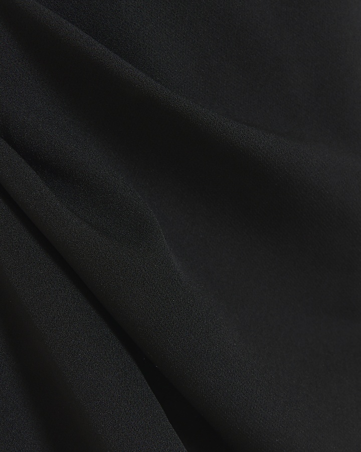 Black ruched bodycon midi dress