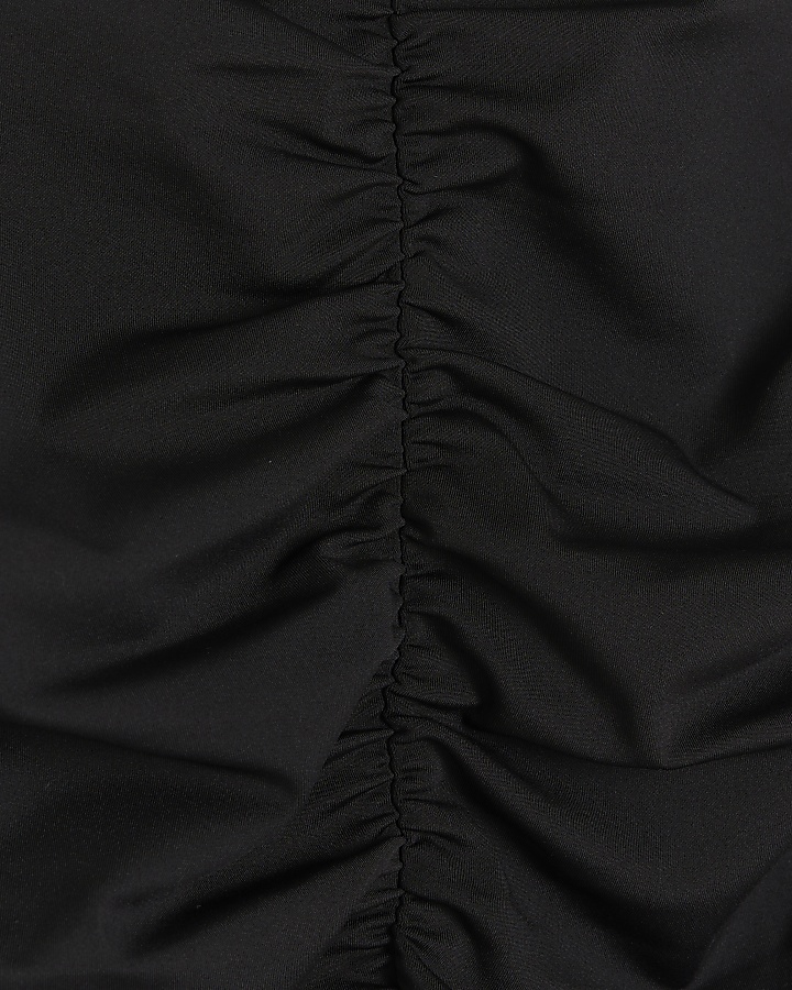 Black ruched detail maxi dress