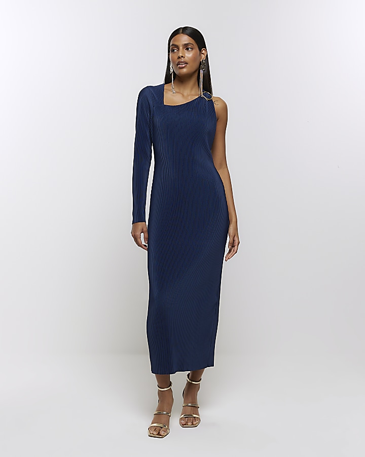 River island ribbed midi hot sale dress