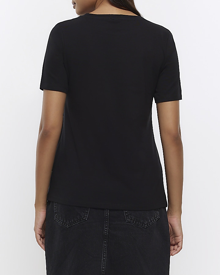 Black abstract graphic T-shirt