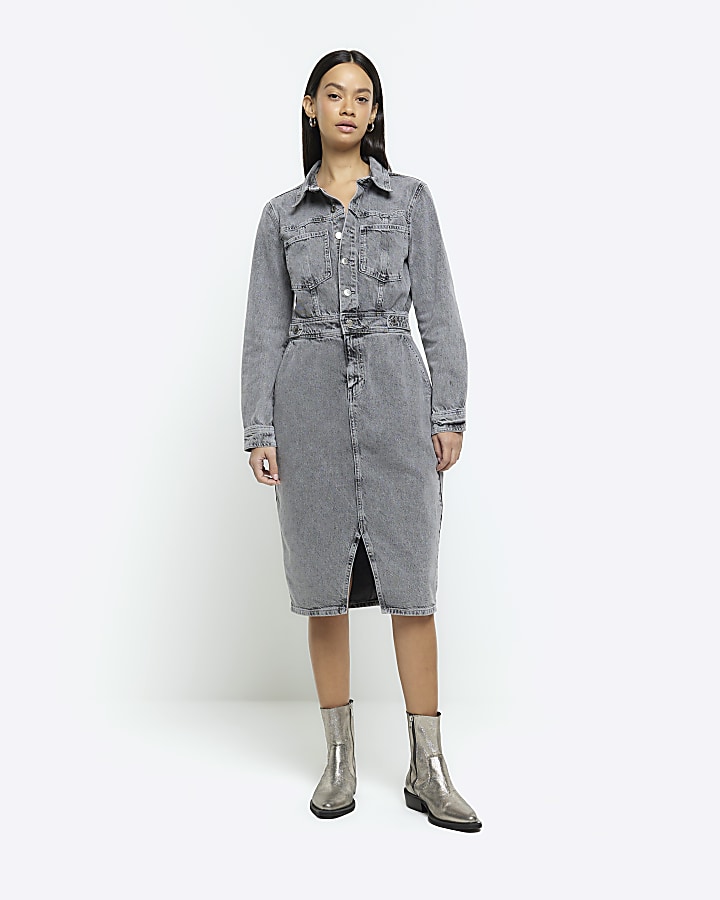 River island store midi denim dress