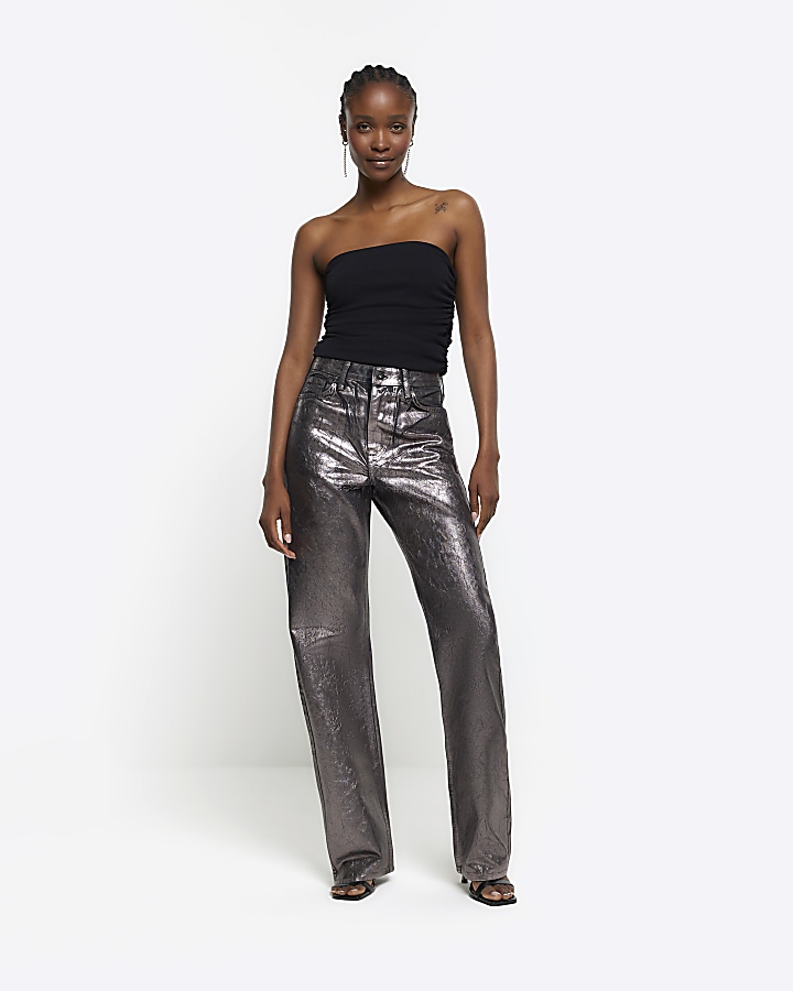 High waisted coated store trousers