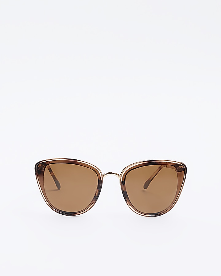 Brown metal cat eye sunglasses