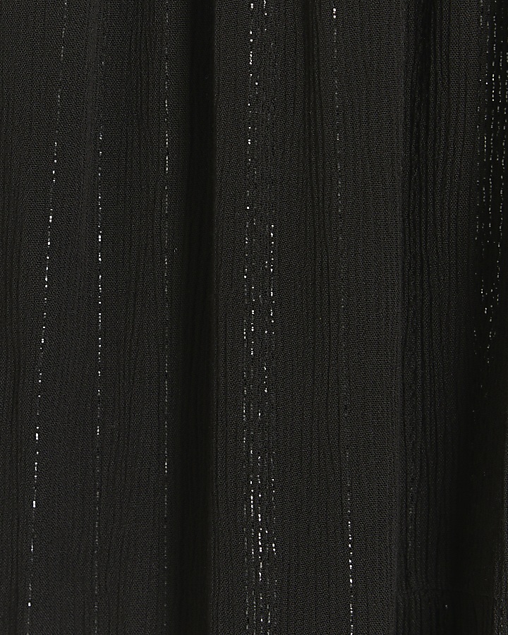 Black shirred glitter maxi skirt