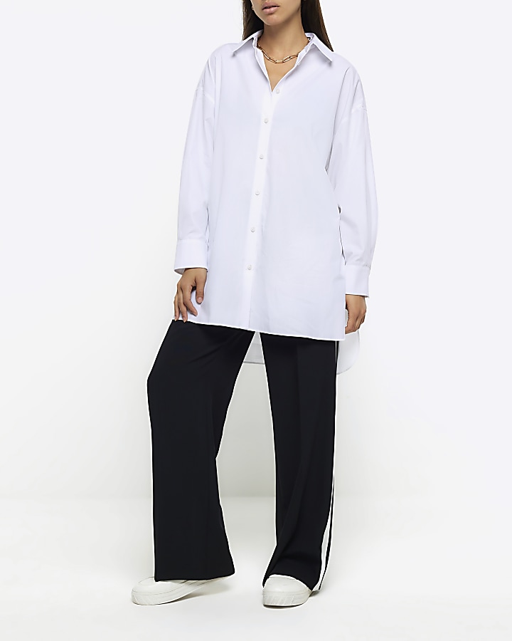 White oversized split hem shirt River Island