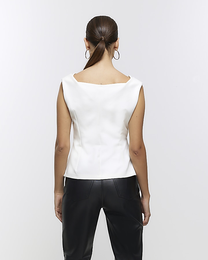 White square neck vest top River Island