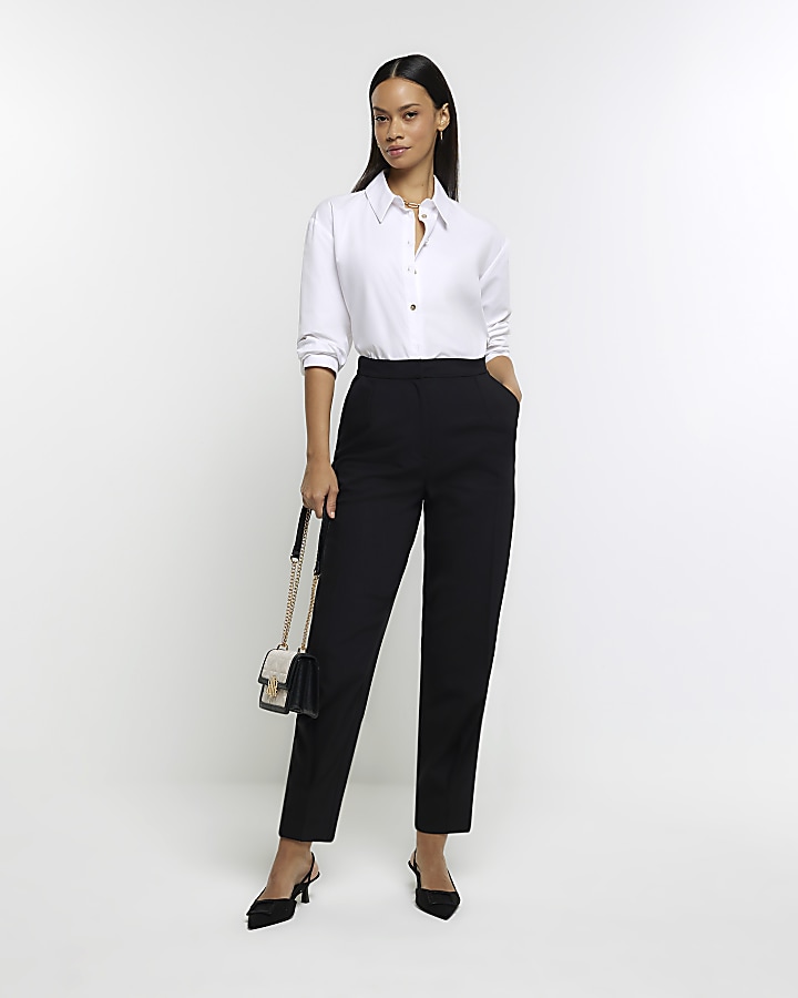 Black smart shop cigarette trousers