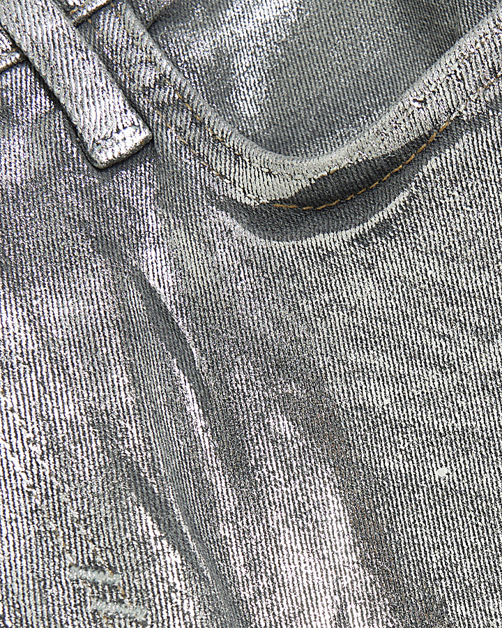 Silver slim straight coated jeans River Island