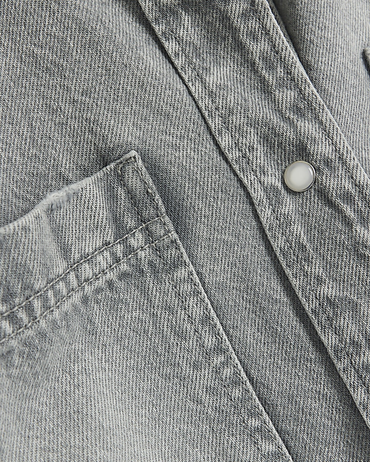 Grey denim long sleeve shirt