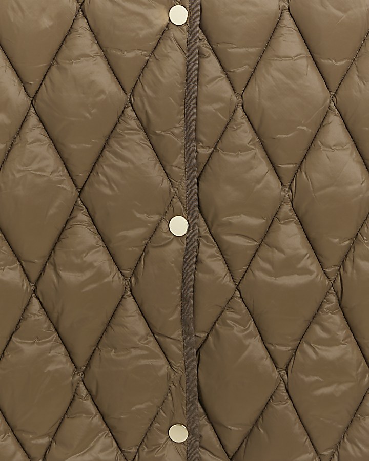 Brown quilted longline gilet