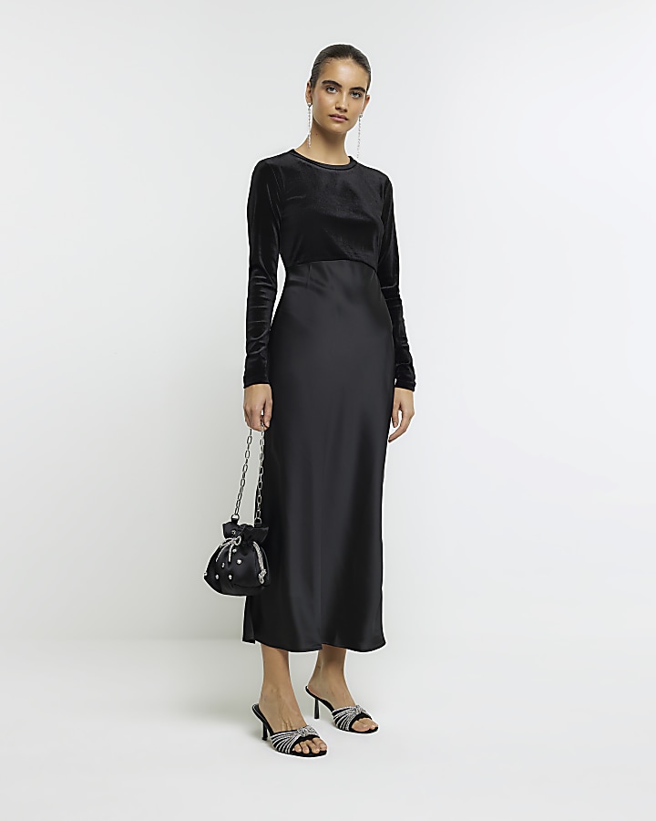 Black velvet clearance dress river island