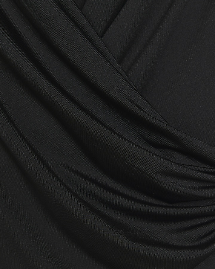 Black wrap ruched bodysuit