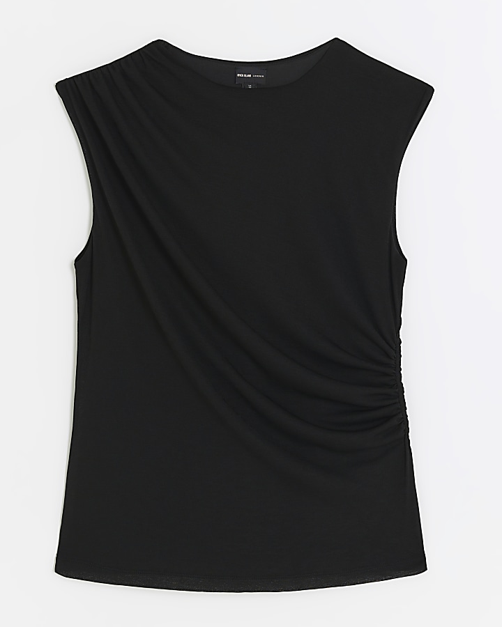 Black drape sleeveless top
