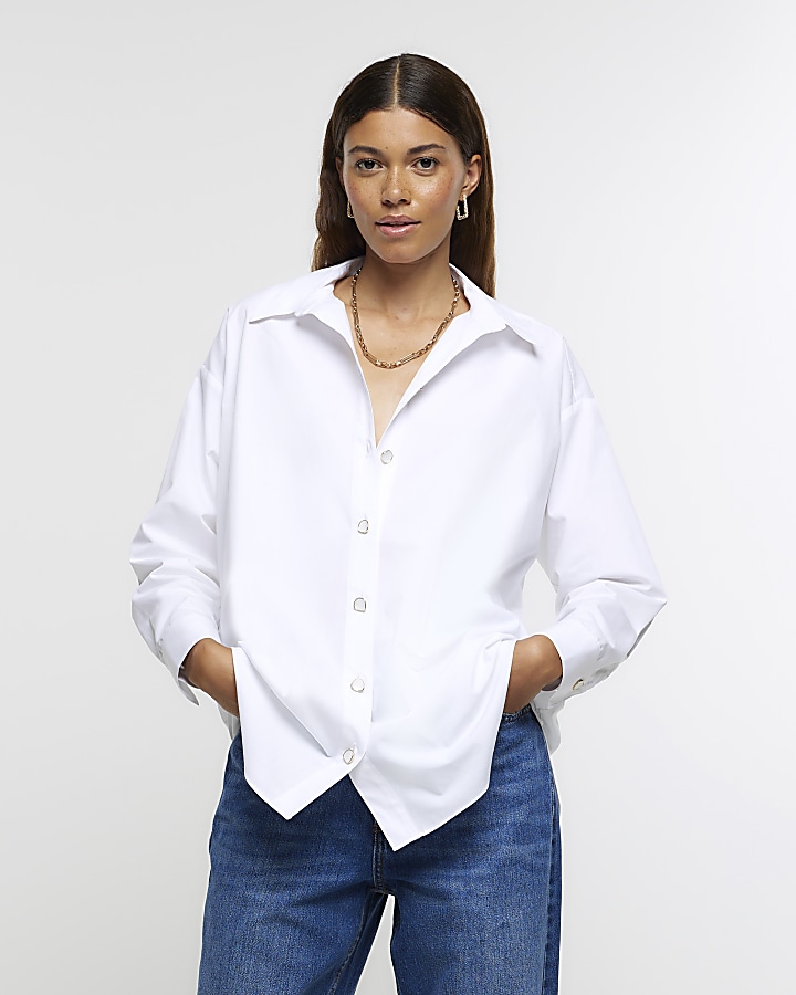 White lace back shirt | River Island