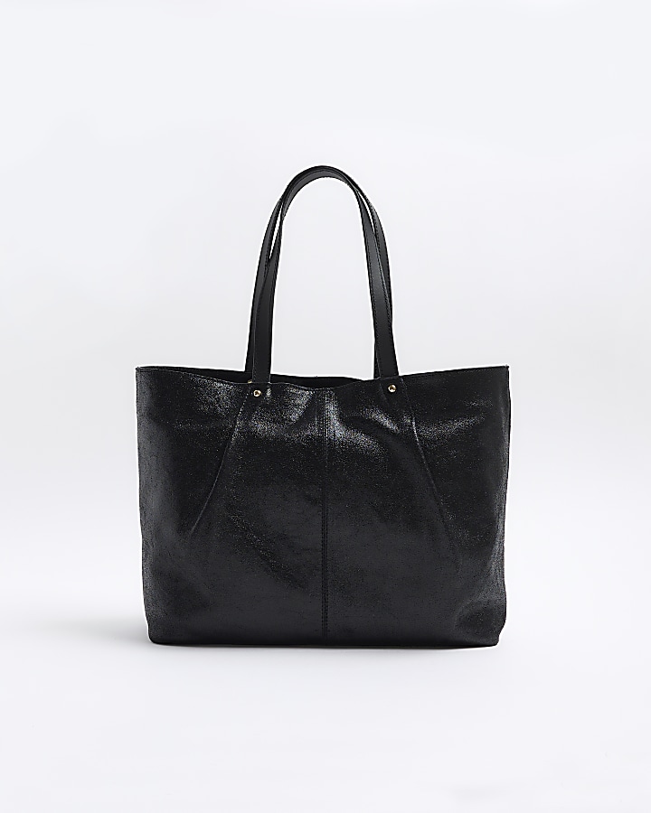 River island black leather on sale bag