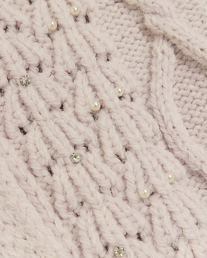 Pink embellished peplum cardigan River Island