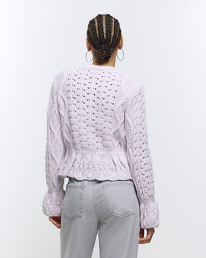 Pink embellished peplum cardigan River Island