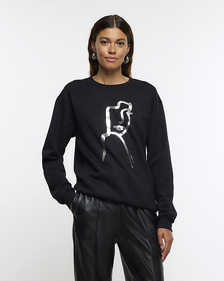 Black shop face sweatshirt