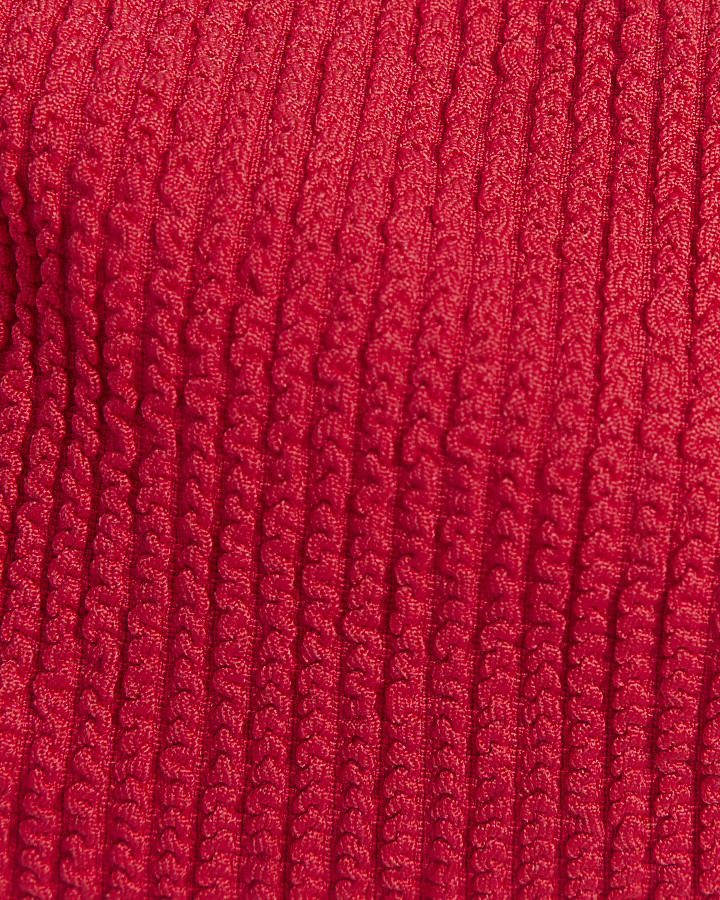Red texture bandeau bikini top