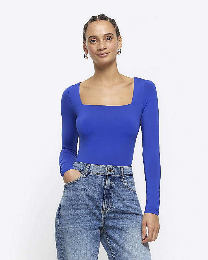 Blue long sleeve bodysuit