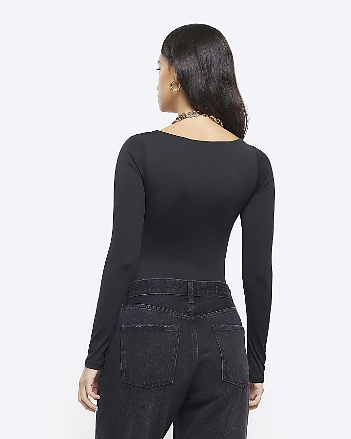 Black long sleeve bodysuit River Island