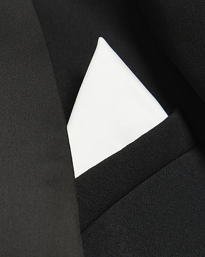 Black pocket square tuxedo jacket River Island