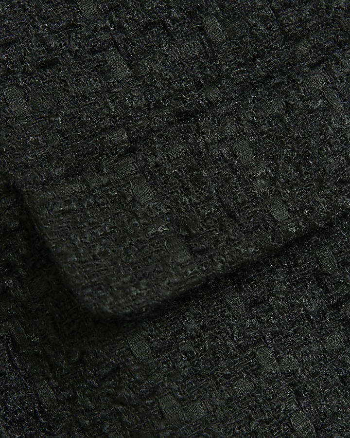 Black embellished collar crop jacket River Island