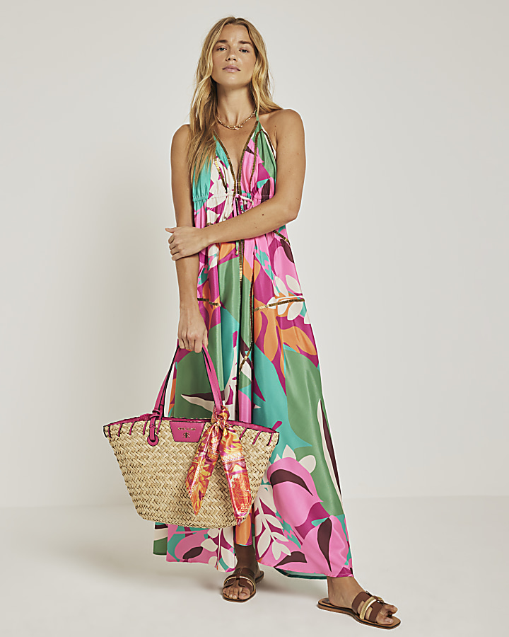 Openback maxi dress with halter neck fastening