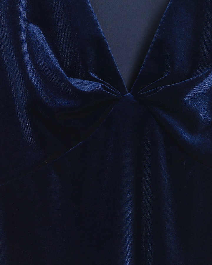 Blue velvet plunge bodysuit